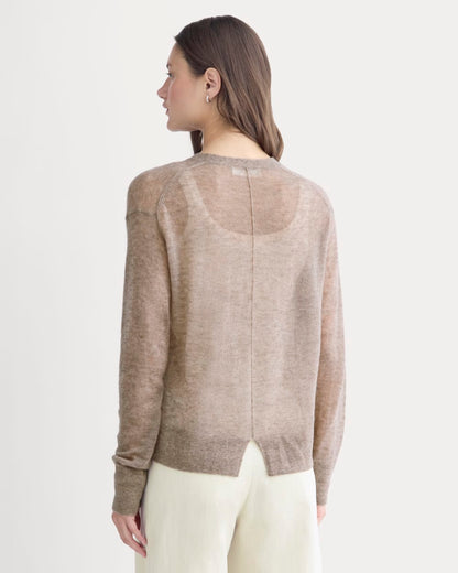 The Air Alpaca ™ High V Cardigan | Heathered Chocolate Chip