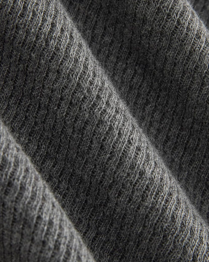 Boxy Henley in Cozy Waffle | Heathered Charcoal