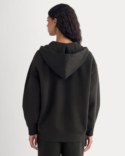 Luxe Fleece Oversized Full-Zip Hoodie | Black