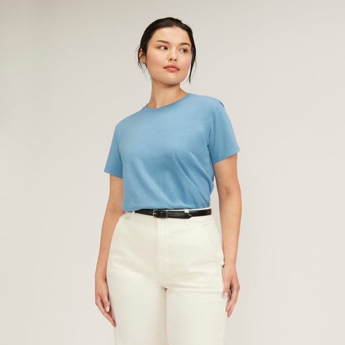 The Box-Cut Tee in Essential Cotton | Heritage Blue | No Pocket