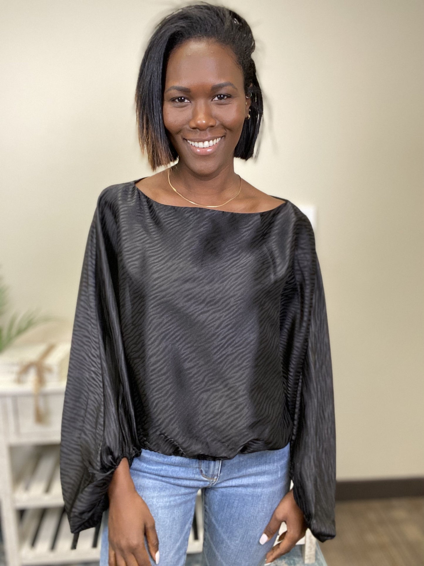 All Ashore Women's Satin Long Sleeve Top