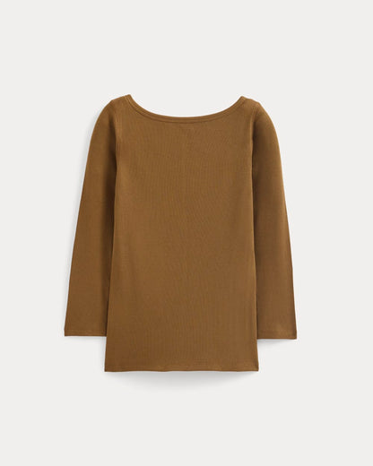 Luxe Rib 3/4 Sleeve Boatneck Tee | Toffee