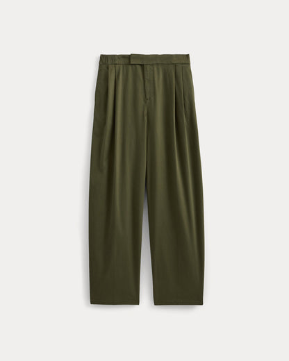 Barrel-Leg Pant in Organic Cotton Sateen | Olive Night