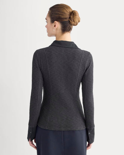 Cozy Rib Button-Up | Black