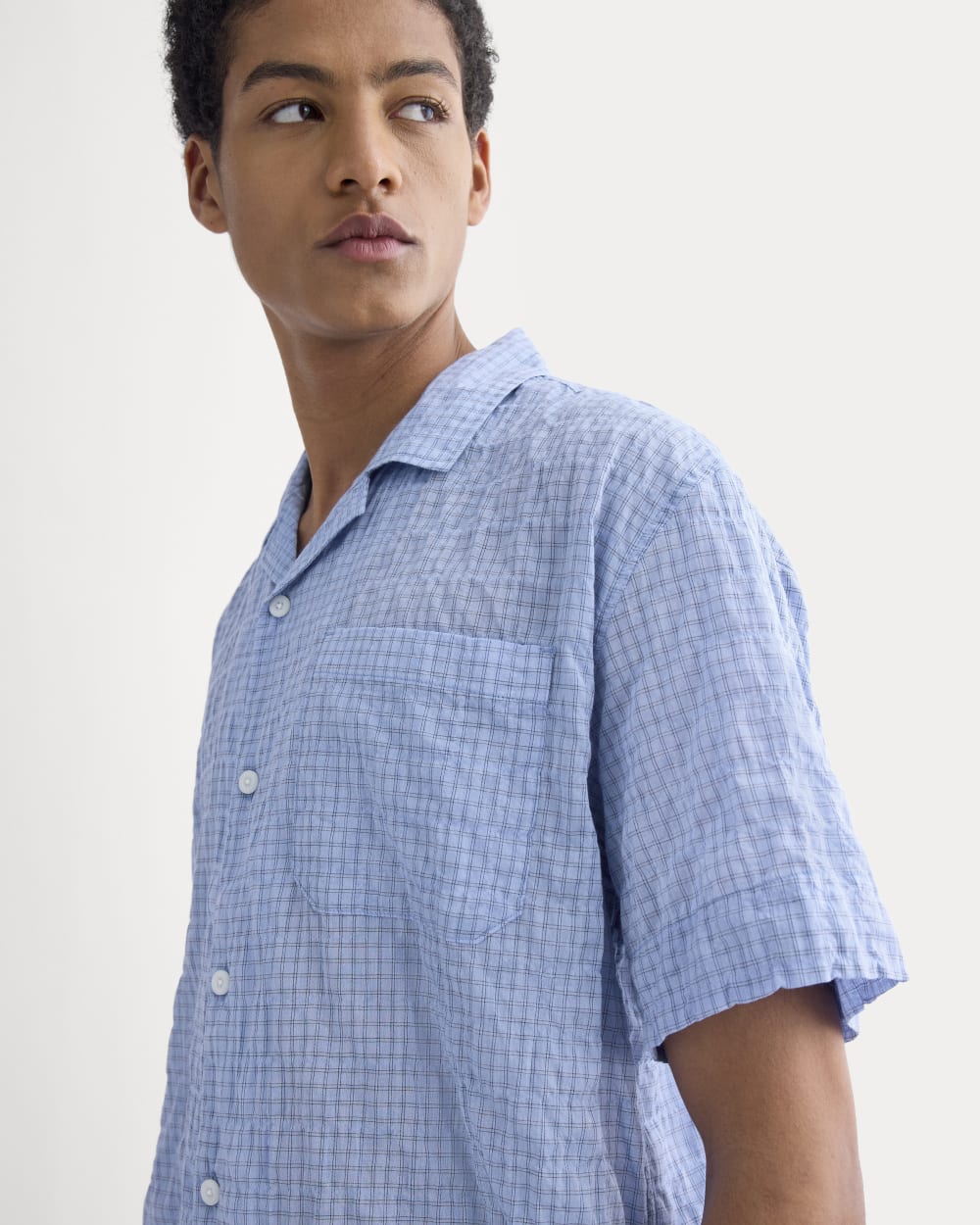 Textured Voile Resort Shirt | Open Air Plaid