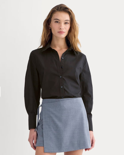 Lantern-Sleeve Shirt in Lightweight Cotton | Black