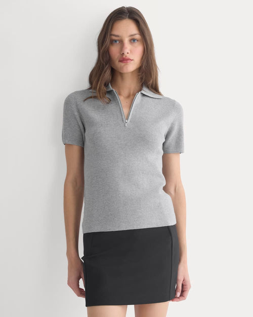 Knit Quarter-Zip Polo | Light Heathered Grey