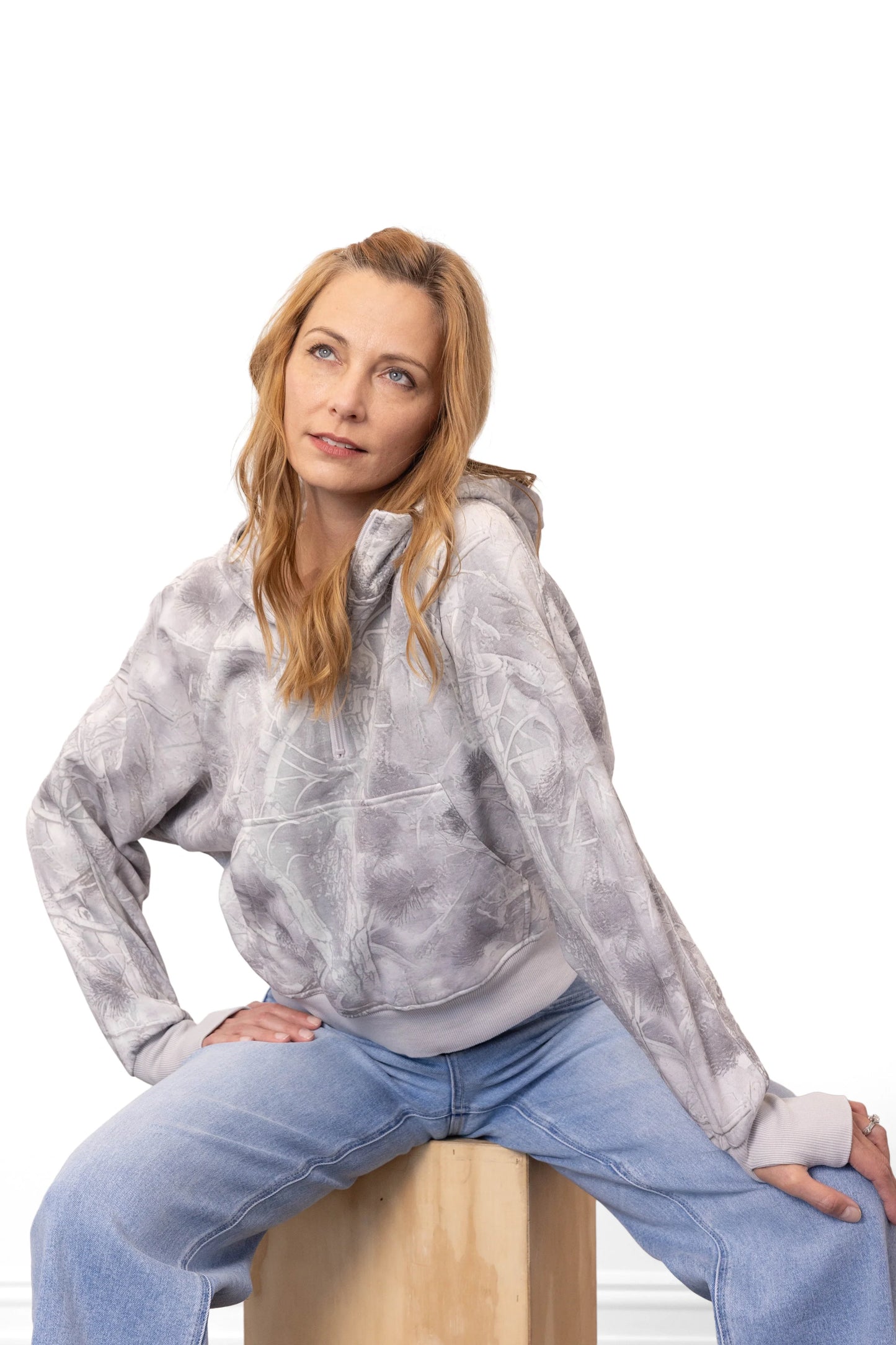 ALB Custom Women's Camo Print Quarter Zip Hoodie