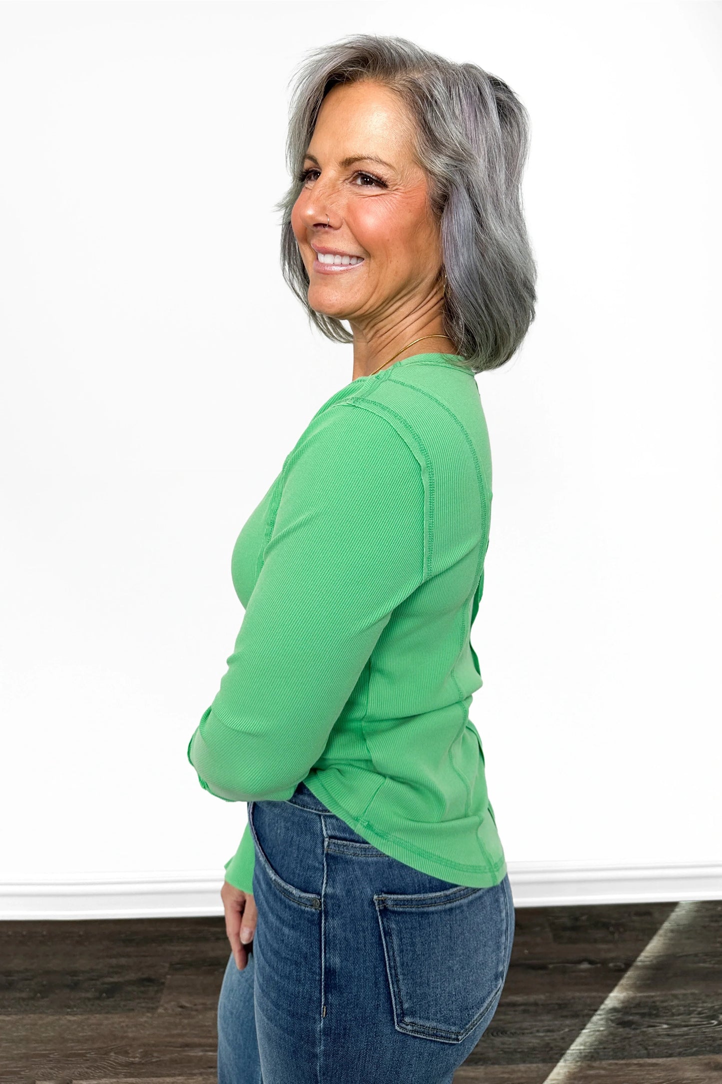 ALB Custom Women's Ribbed Mineral Wash Long Sleeve Top