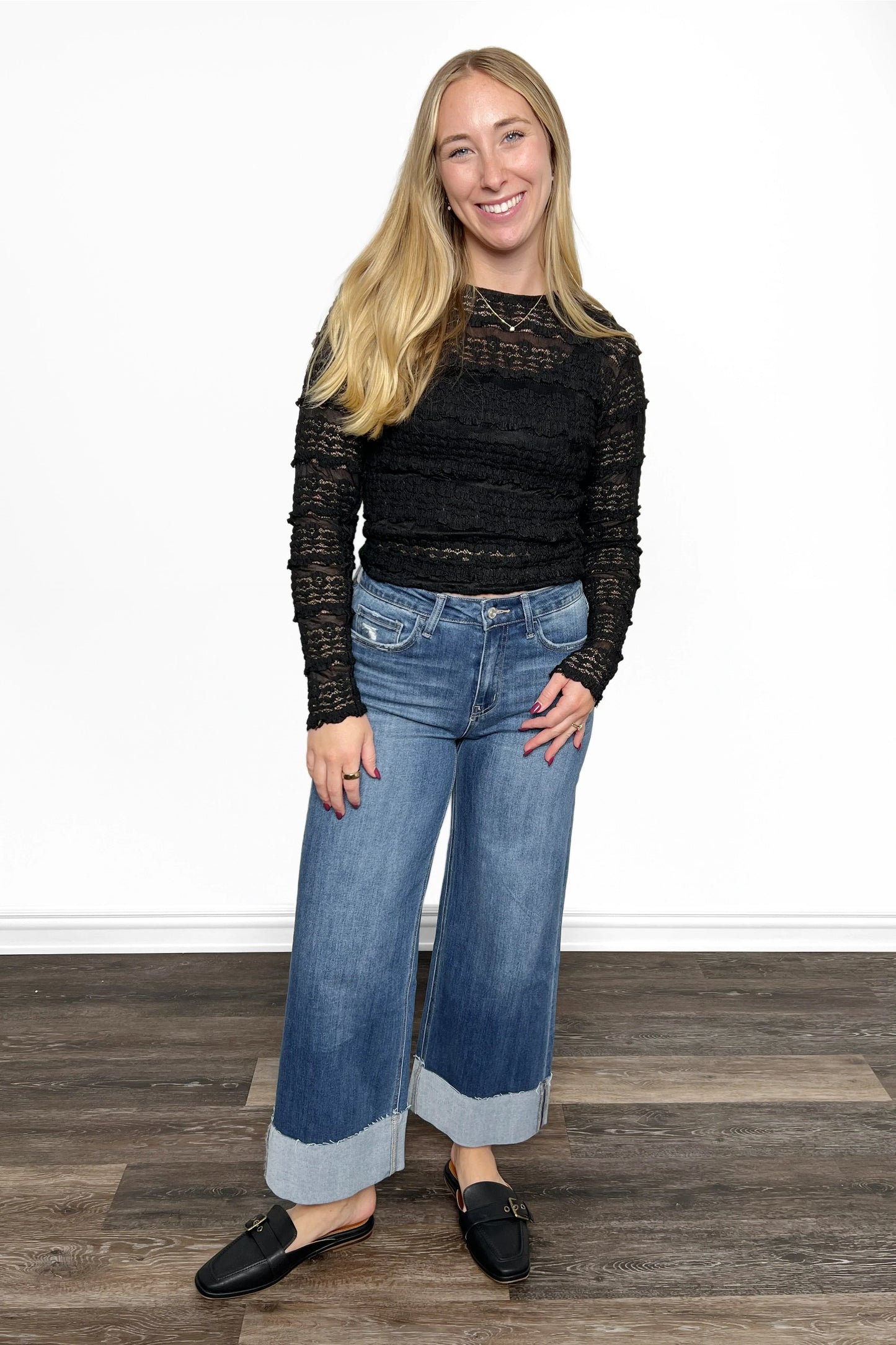 ALB Custom Women's Textured Lace Long Sleeve Top