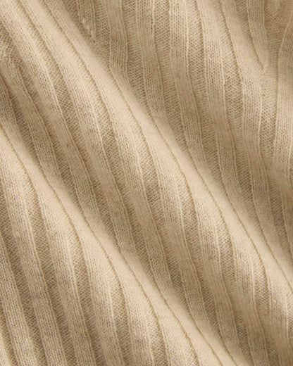 Cashmere Ribbed Boat-Neck Sweater | Heather Light Camel