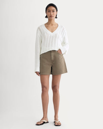 The A-Line Denim Short | Garment-Dyed Chocolate