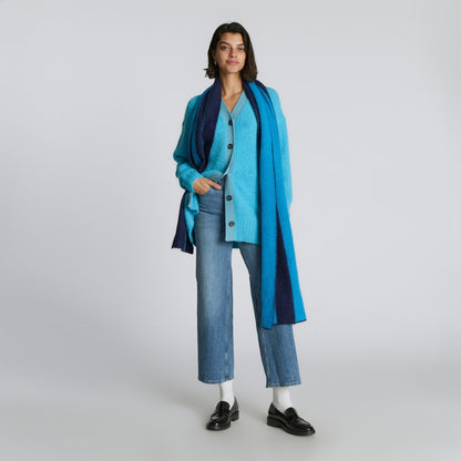 The Alpaca Patterned Scarf | Horizon Blue / Ocean Cavern
