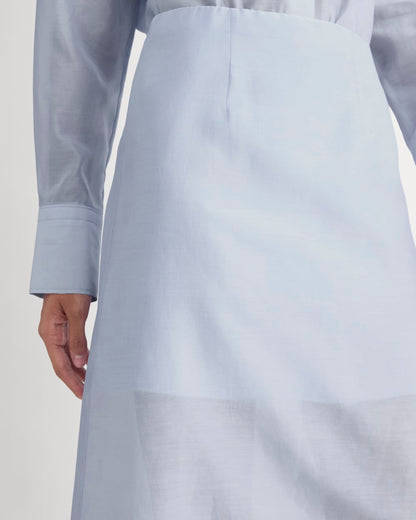 Midi Skirt in Cotton-Silk Organza | Kentucky Blue