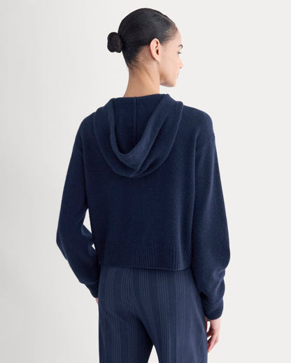 Full-Zip Hoodie in Wool Cashmere | Navy