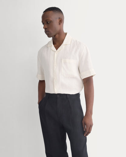 Soyeux Linen Pleated Trouser | Black