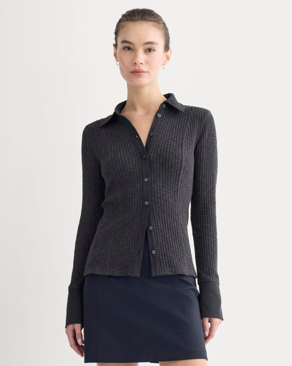 Cozy Rib Button-Up | Black