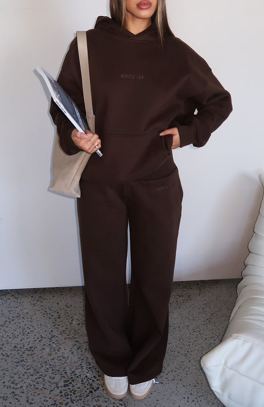 Come A Long Way Wide Leg Sweatpants Chocolate
