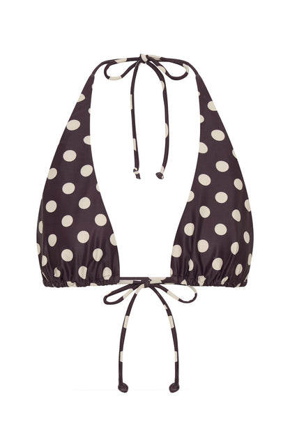Danica Bikini Top Choc/Cream Polka Dot
